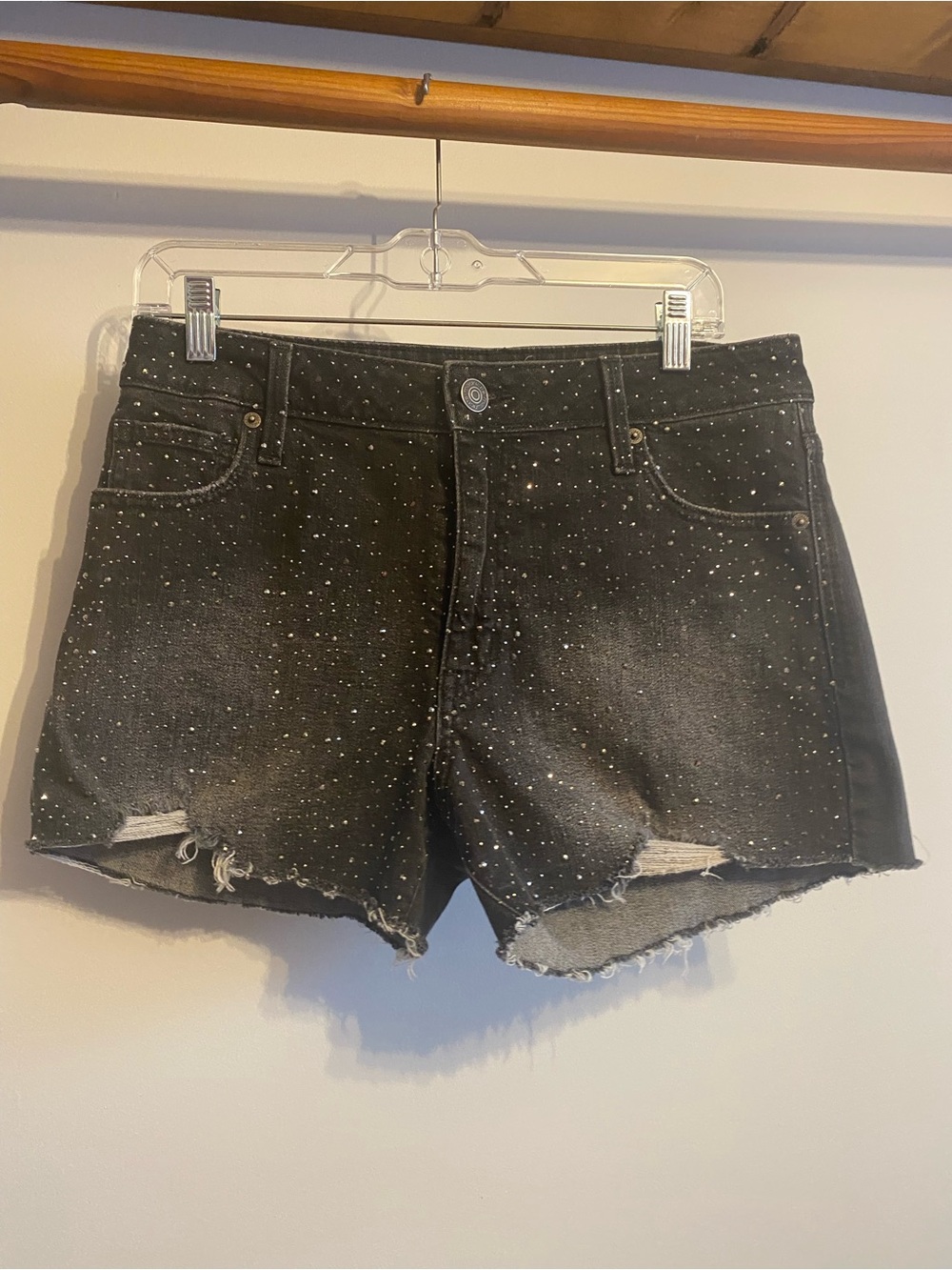 Studded Black Denim Women's Cutoff Shorts